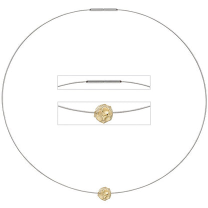 Collier Kette mit Anhänger aus Edelstahl mit 585 Gold kombiniert matt 42 cm