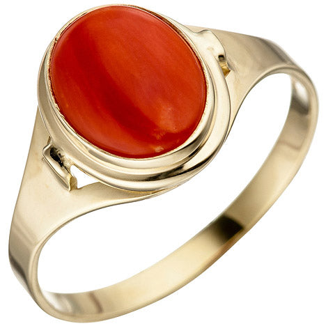 Damen Ring 333 Gold Gelbgold 1 Koralle rot Goldring