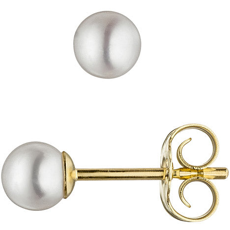 Ohrstecker 585 Gold Gelbgold mit 2 Süßwasser Perlen Ohrringe Perlenohrstecker