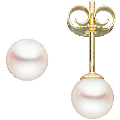 Ohrstecker 585 Gold Gelbgold 2 Süßwasser Perlen Ohrringe Perlenohrringe