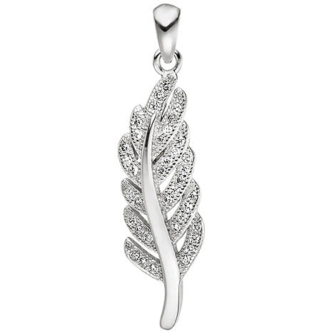 Anhänger Feder 925 Sterling Silber mit Zirkonia Silberanhänger Federanhänger