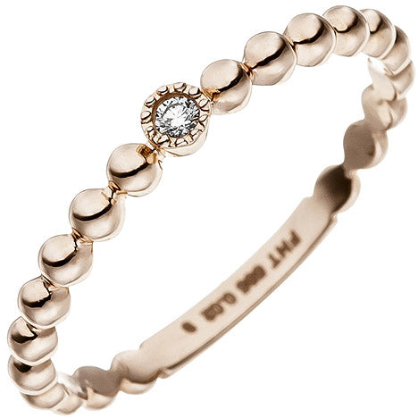 Damen Ring Kugel 585 Gold Rotgold 1 Diamant Brillant Rotgoldring Kugelring