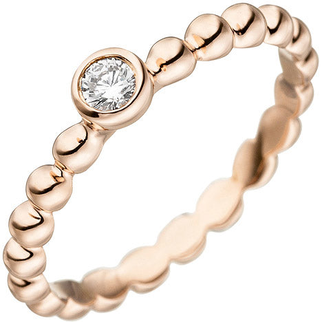 Damen Ring Kugel 925 Sterling Silber rotgold vergoldet 1 Zirkonia Kugelring