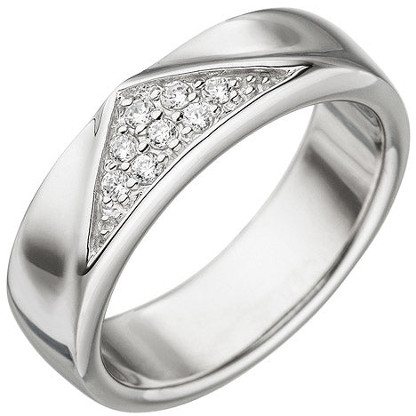 Damen Ring 925 Sterling Silber 8 Zirkonia Silberring