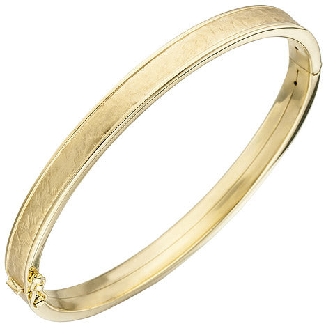 Armreif Armband oval 375 Gold Gelbgold teil matt Goldarmband Goldarmreif