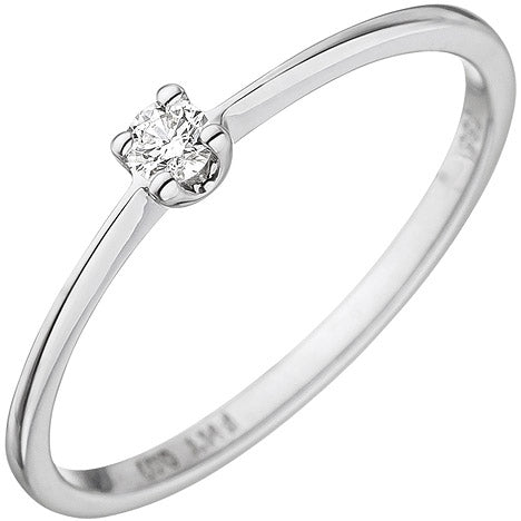 Damen Ring 585 Gold Weißgold 1 Diamant Brillant 0 07ct. Weißgoldring Diamantring