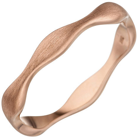 Damen Ring Welle 585 Gold Rotgold matt Rotgoldring gewellt