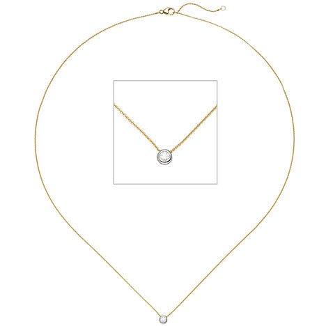Collier Kette mit Anhänger 750 Gold Gelbgold Weißgold bicolor 1 Diamant Brillant