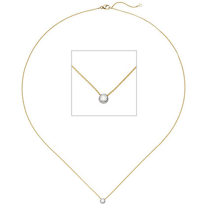 Collier Kette mit Anhänger 750 Gold Gelbgold Weißgold bicolor 1 Diamant Brillant