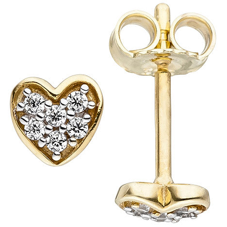 Kinder Ohrstecker Herz 375 Gold Gelbgold 12 Zirkonia Herzohrstecker Ohrringe