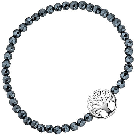 Armband Lebensbaum 925 Sterling Silber mit Hämatit schwarz flexibel