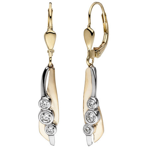 Ohrhänger 333 Gold Gelbgold Weißgold bicolor 6 Zirkonia Ohrringe Boutons