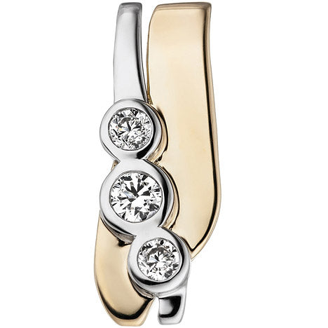 Anhänger 333 Gold Gelbgold Weißgold bicolor 3 Zirkonia Goldanhänger