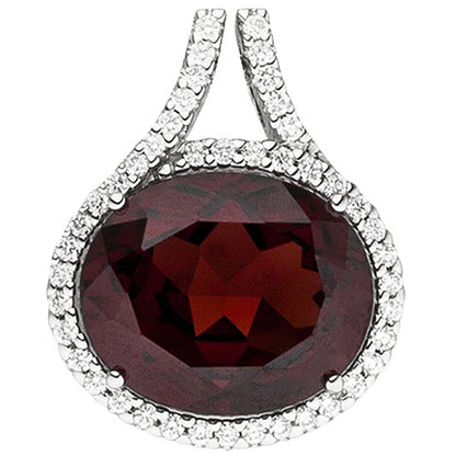 Anhänger 585 Gold Weißgold 44 Diamanten Brillanten 1 Granat rot Granatanhänger