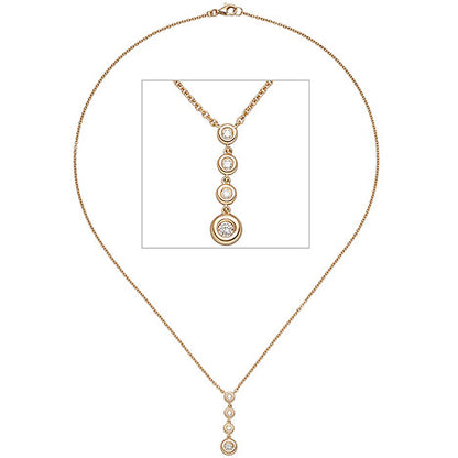 Collier Kette mit Anhänger 585 Gold Rotgold 4 Diamanten Brillanten 44 cm