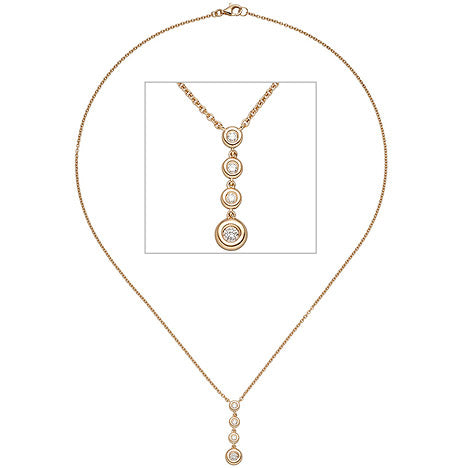 Collier Kette mit Anhänger 585 Gold Rotgold 4 Diamanten Brillanten 44 cm