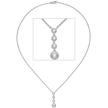 Collier Kette mit Anhänger 585 Gold Weißgold 4 Diamanten Brillanten 43 cm