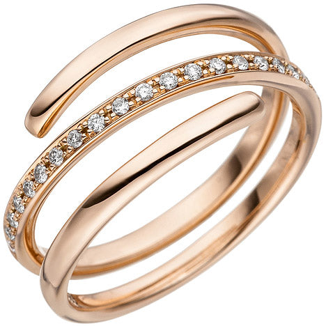 Damen Ring 585 Gold Rotgold 20 Diamanten Brillanten 0 14ct. Diamantring