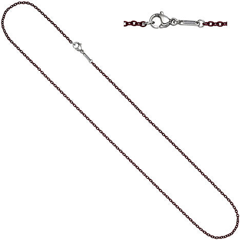 Rundankerkette Edelstahl rot weinrot lackiert 42 cm Kette Halskette Karabiner