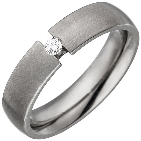Partner Ring aus Titan 1 Diamant Brillant 0 05ct. Partnerring Titanring matt