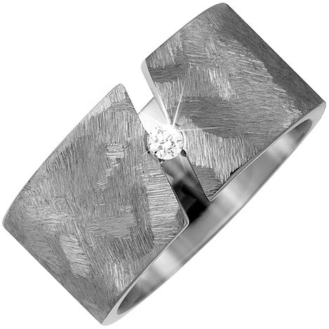 Partner Ring breit aus Titan 1 Diamant Brillant 0 05ct. Partnerring Titanring