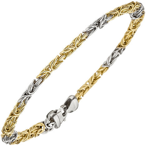 Königsarmband 375 Gold Weißgold Gelbgold bicolor 19 cm Armband Goldarmband