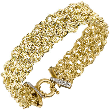 Armband breit 375 Gold Gelbgold diamantiert 20 cm Goldarmband
