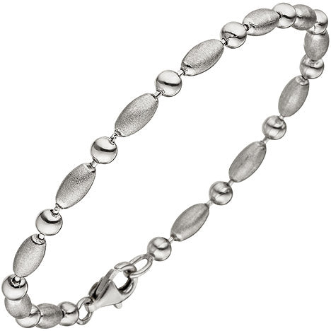 Armband 925 Sterling Silber teil matt 19 cm Silberarmband