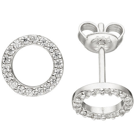 Ohrstecker rund 925 Sterling Silber 36 Zirkonia Ohrringe Silberohrstecker 8 6 mm