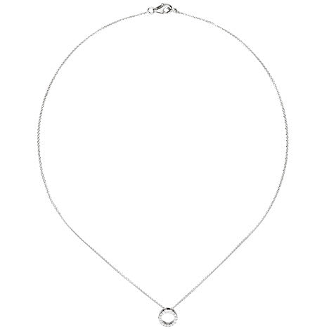Collier / Kette mit Anhänger 925 Sterling Silber 16 Zirkonia 43 cm Silberkette