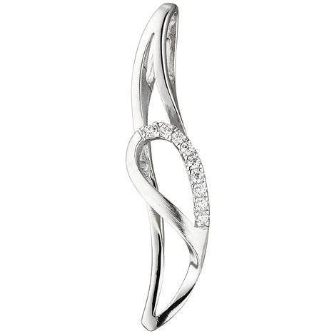 Anhänger 925 Sterling Silber teil matt 9 Zirkonia Silberanhänger