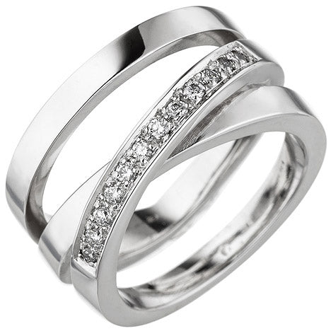 Damen Ring verschlungen 585 Gold Weißgold 12 Diamanten Brillanten Diamantring