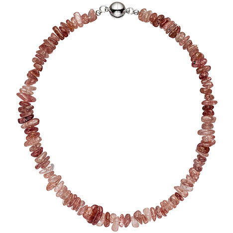 Halskette Kette Erdbeerquarz 44 cm Erdbeerquarzkette Quarzkette Steinkette