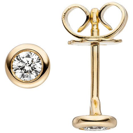 Ohrstecker 585 Gold Gelbgold 2 Diamanten Brillanten Ohrringe Diamantohrstecker