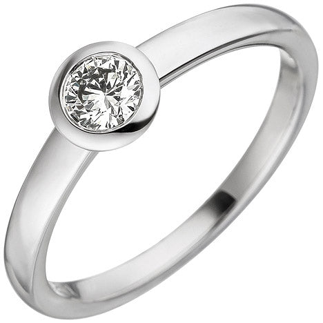 Damen Ring 585 Gold Weißgold 1 Diamant Brillant 0 25ct. Weißgoldring Diamantring