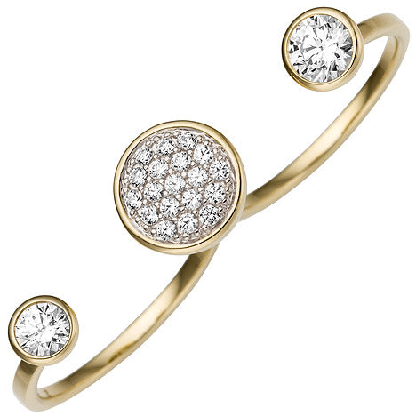 Damen Zweifinger Ring 333 Gold Gelbgold 21 Zirkonia Goldring Zweifingerring