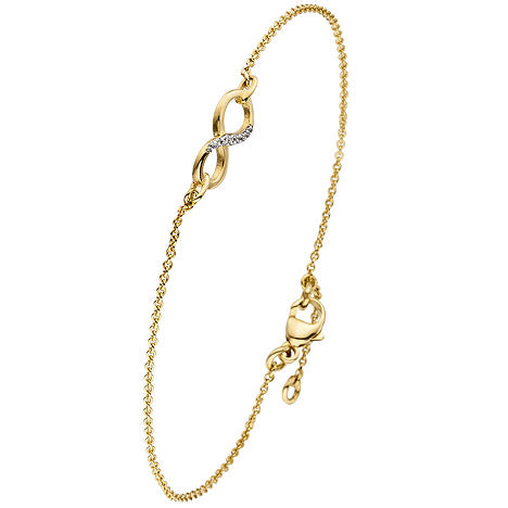Armband Unendlichkeit 375 Gold Gelbgold bicolor 7 Zirkonia 19 5 cm Goldarmband