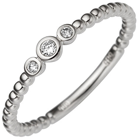 Damen Ring zart 585 Gold Weißgold 3 Diamanten Brillanten 0 06ct. Weißgoldring