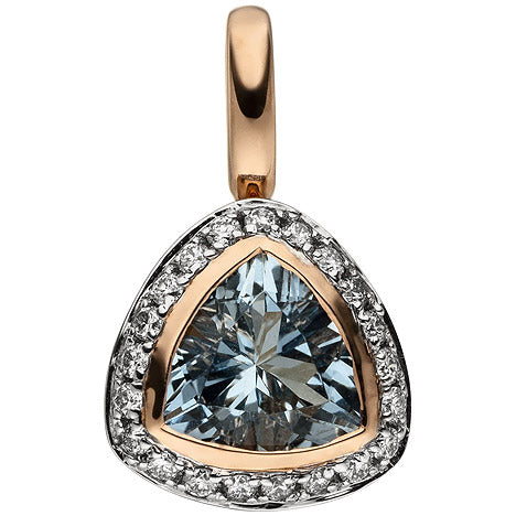 Anhänger 585 Rotgold 21 Diamanten Brillanten 1 Aquamarin hellblau blau