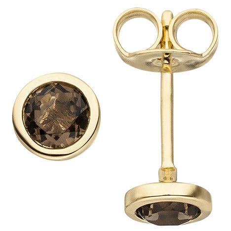 Ohrstecker 585 Gold Gelbgold 2 Rauchquarze Ohrringe Goldohrringe
