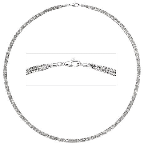 Halskette Popcorn Kette 3-reihig 750 Gold Weißgold 45 cm Goldkette Karabiner