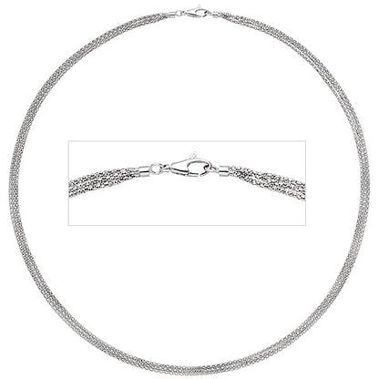 Halskette Popcorn Kette 3-reihig 750 Gold Weißgold 45 cm Goldkette Karabiner