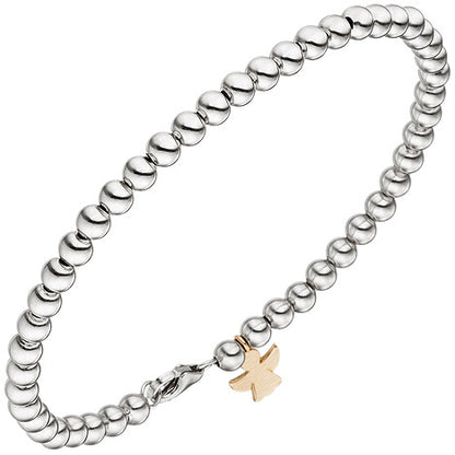 Armband mit Engel 585 Gold Weißgold Rotgold bicolor 19 cm Schutzengel