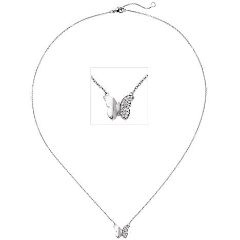 Collier Halskette Schmetterling 585 Weißgold 20 Diamanten Brillanten 45 cm Kette
