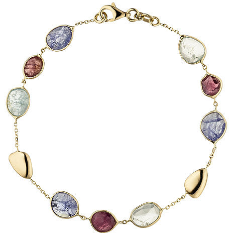 Armband 585 Gold Gelbgold 9 Turmaline 19 cm Edelsteinarmband