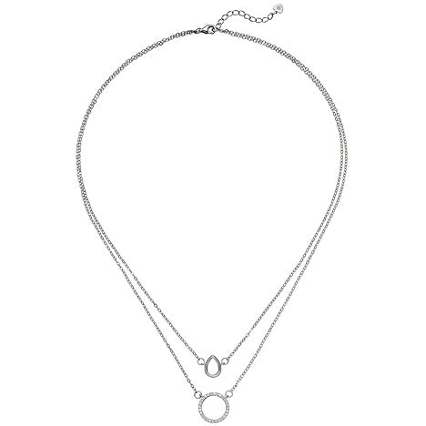 Kette mit Anhängern 2-reihig 925 Sterling Silber 28 Zirkonia 46 cm Halskette
