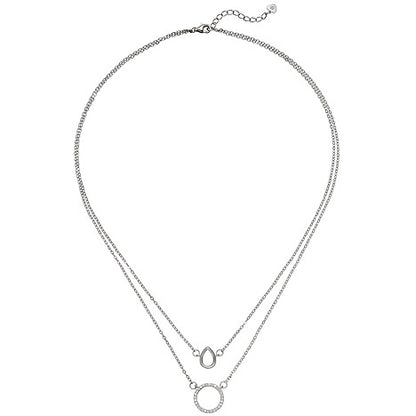 Kette mit Anhängern 2-reihig 925 Sterling Silber 28 Zirkonia 46 cm Halskette