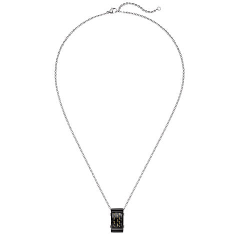 Collier Kette mit Anhänger Edelstahl schwarz mit Carbon Einlagen 55 cm