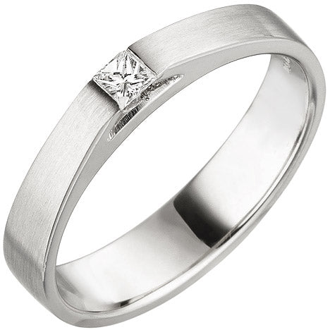 Damen Ring 950 Platin matt 1 Diamant Princess Schliff 0 07 ct. Platinring