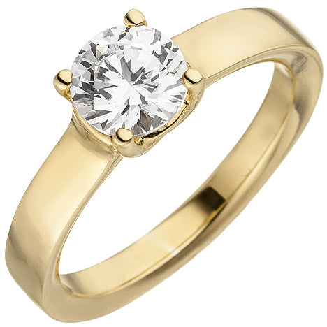 Damen Ring 585 Gold Gelbgold 1 Diamant Brillant 1 0 ct. Diamantring Solitär